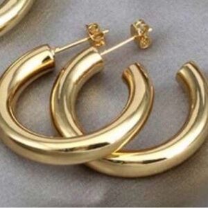 Gold Chunky Hoop Earrings - Women's Jewelry- medium